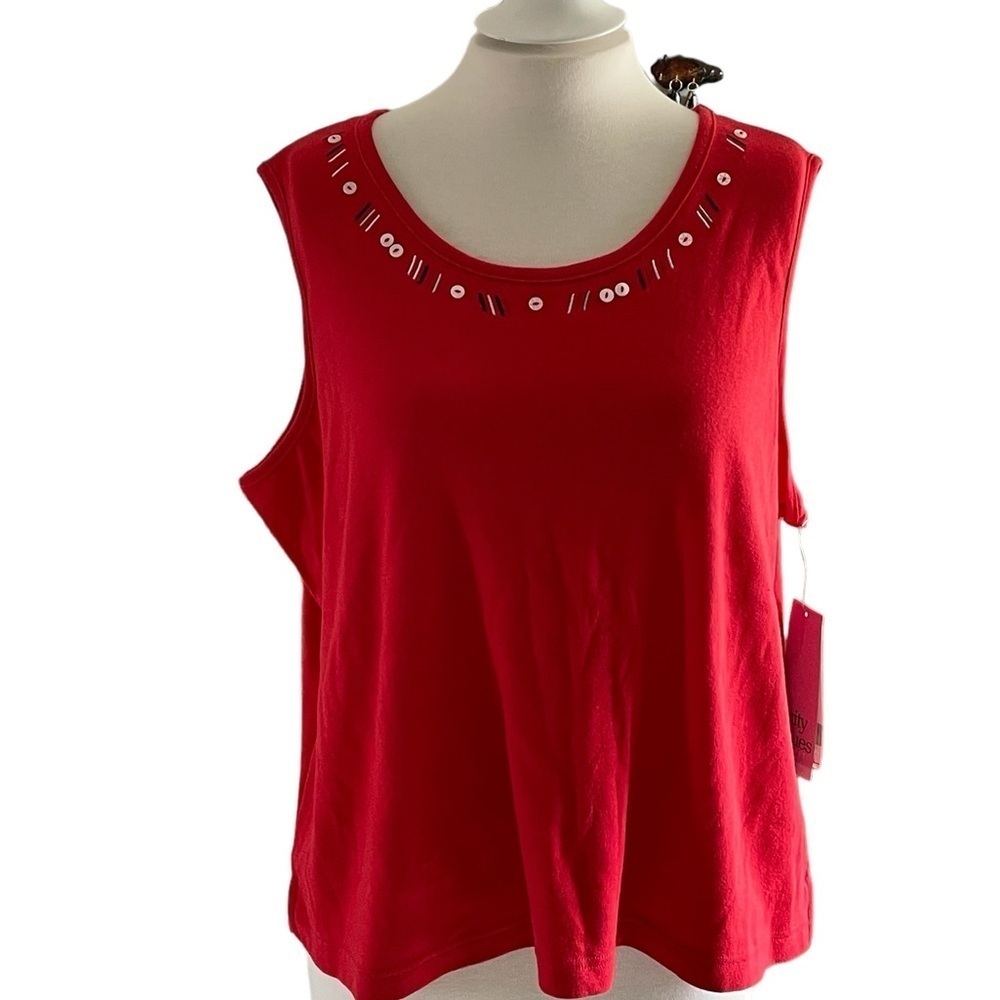 City Blues Red Tank Top Size 1X